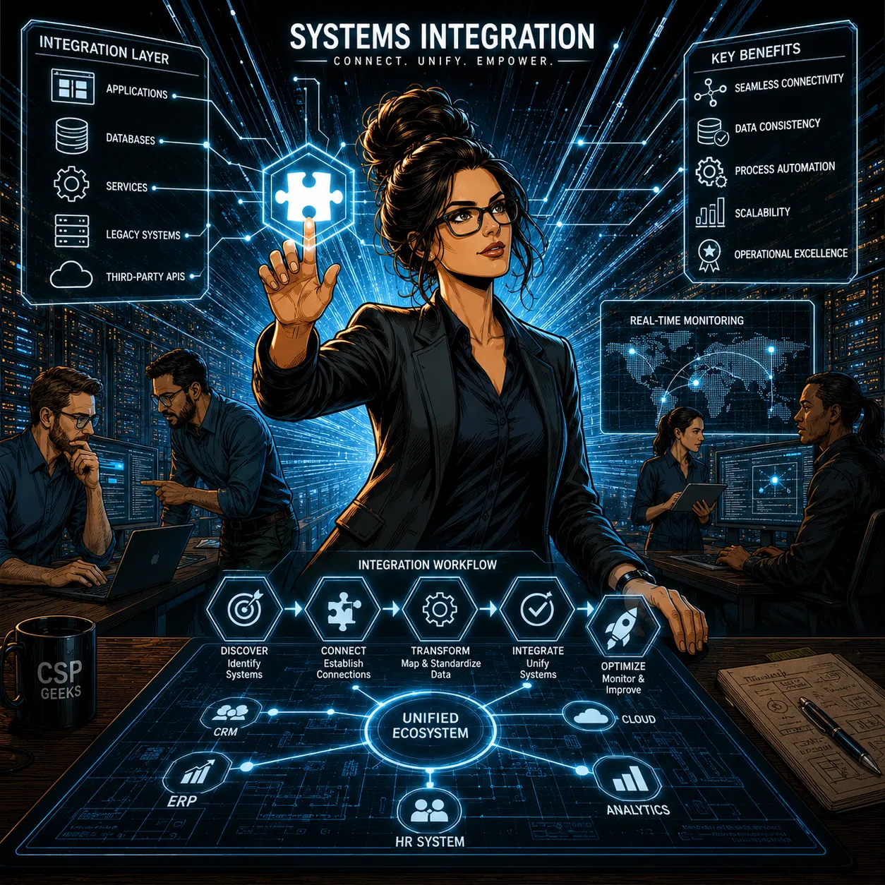 Separate business applications connected into one integrated system