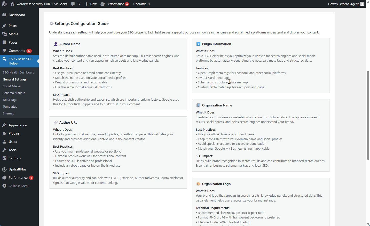 General settings panel
